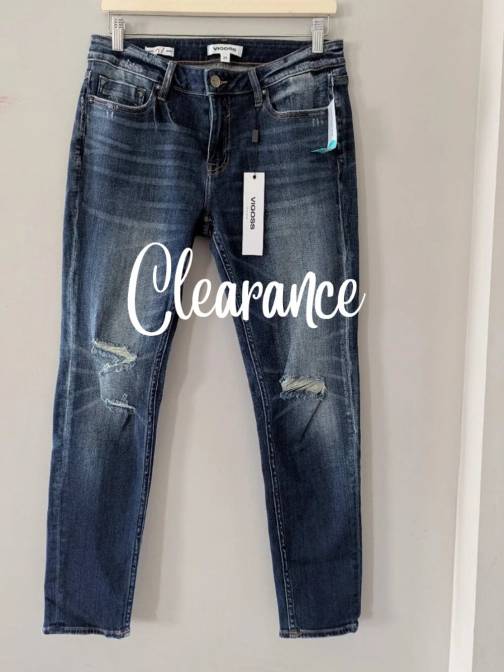 Vigoss Stitch Fix Distressed Jagger Mid Rise Skinny Jeans NWT 29 Whiskered